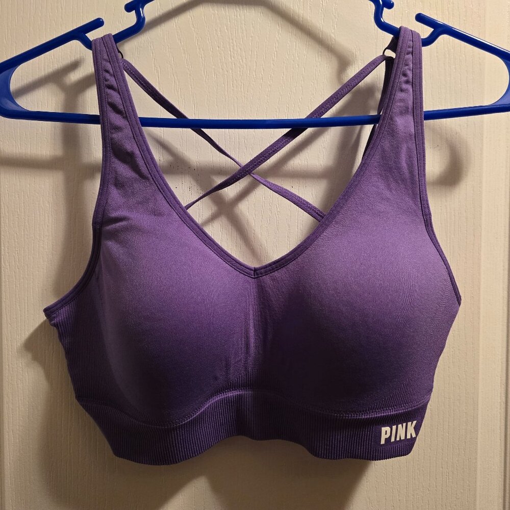PINK sport bra with strappy back Medium